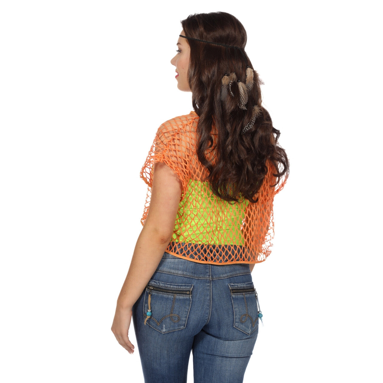 Op deze afbeelding zie je een Kostuums, van het merk Wilbers. Disco Visnetshirt Neonoranje Vrouw