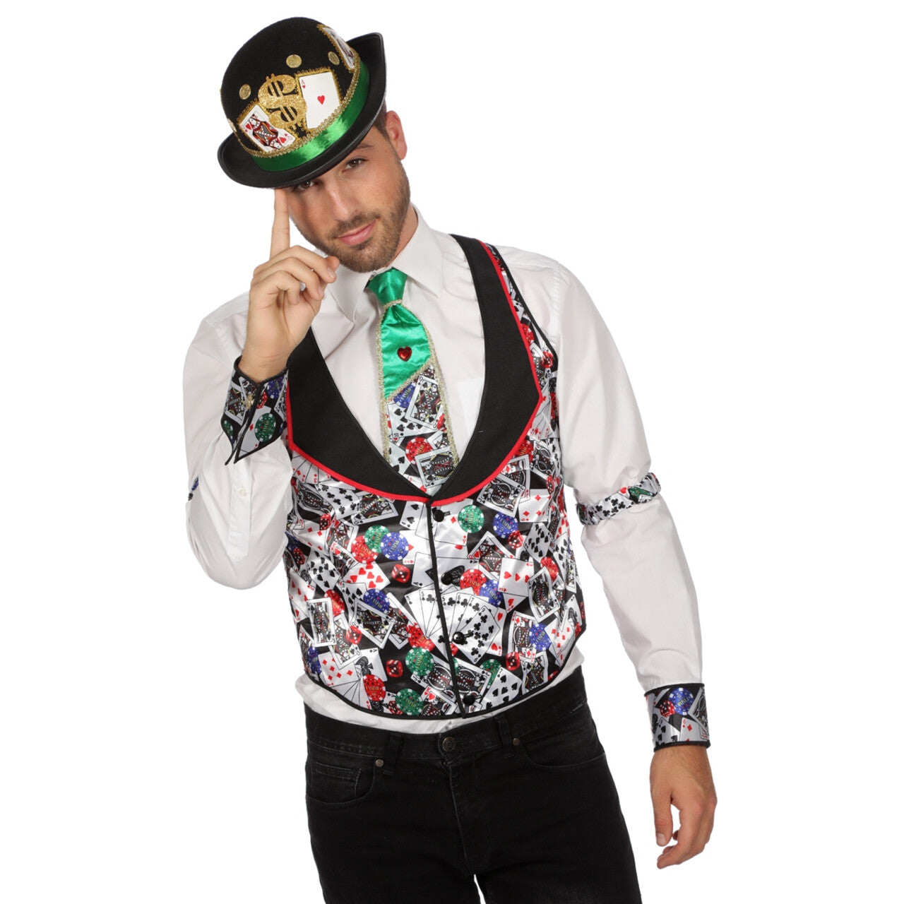 Op deze afbeelding zie je een Kostuums, van het merk Wilbers. Gilet Casino Poker Flush Man