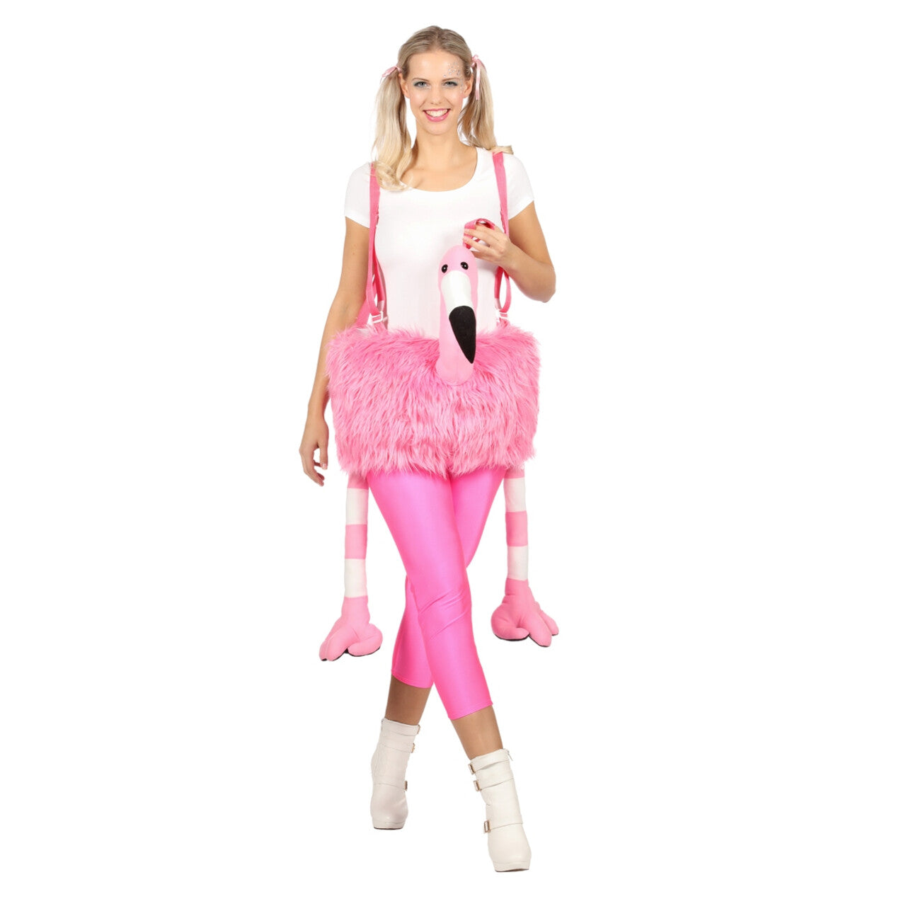 Op deze afbeelding zie je een Kostuums, van het merk Wilbers. Bungelende Flamingo Hansop Kostuum