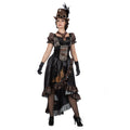 Zwart Glanzend Steampunk Met Tandwielen Vrouw Kostuum