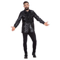 Zwarte Ruches Blouse Satijn Foute Disco