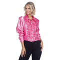 Roze Ruchesblouse Satijn Foute Disco Dodo