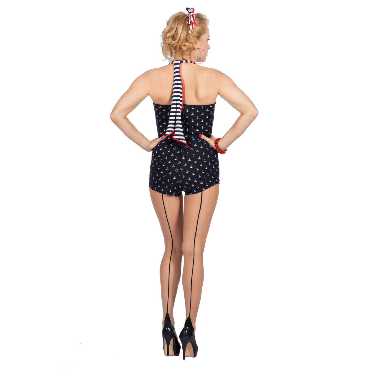 Op deze afbeelding zie je een Kostuums, van het merk Wilbers. Rockabilly Fifties Pin-Up Vrouw Kostuum
