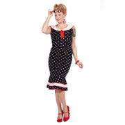 Op deze afbeelding zie je een Kostuums, van het merk Wilbers. Rockabilly Jurk Bolletjes Betty Vrouw