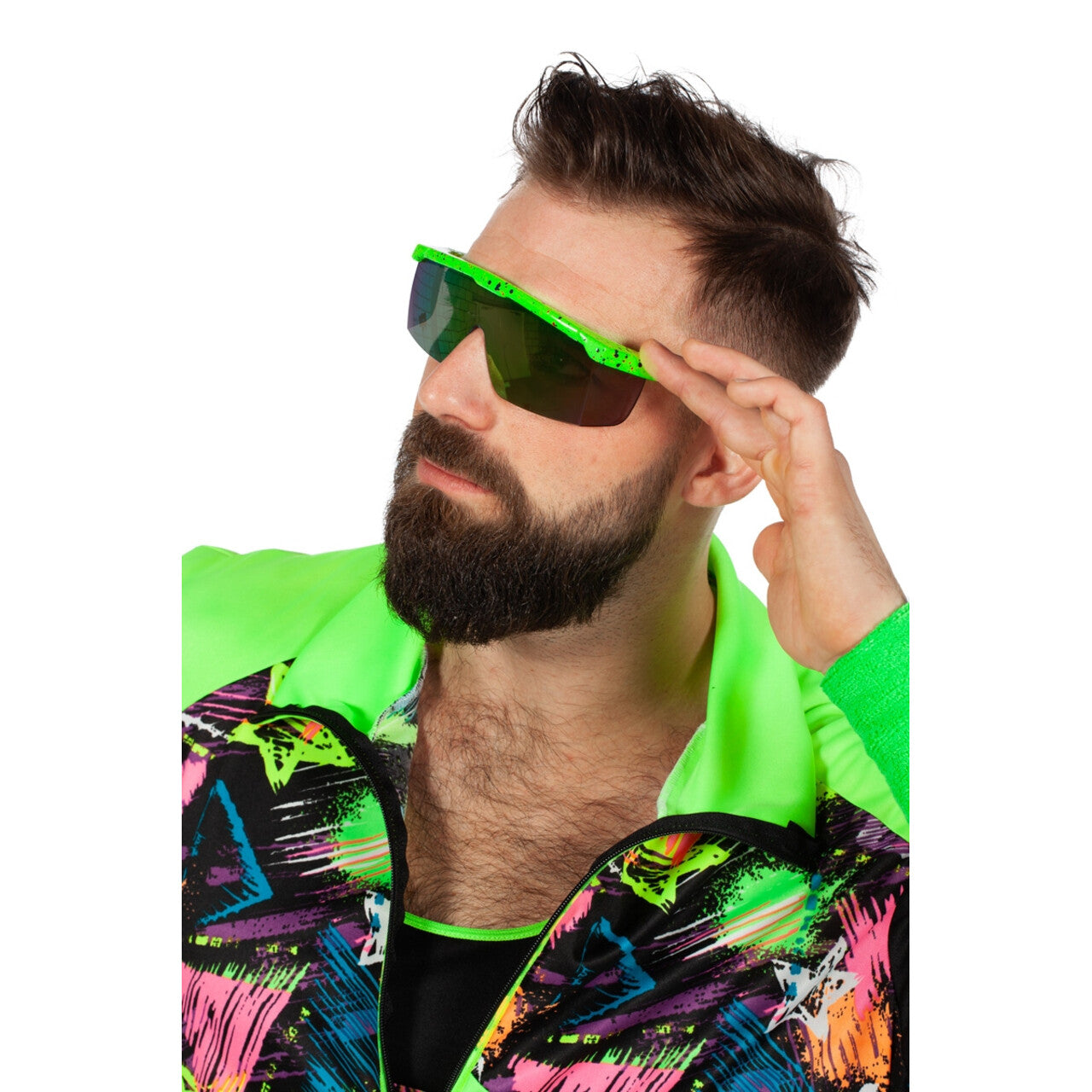 Op deze afbeelding zie je een Accessoires, van het merk Wilbers. Groene Jaren 80 Koele Kikker Ski Zonnebril