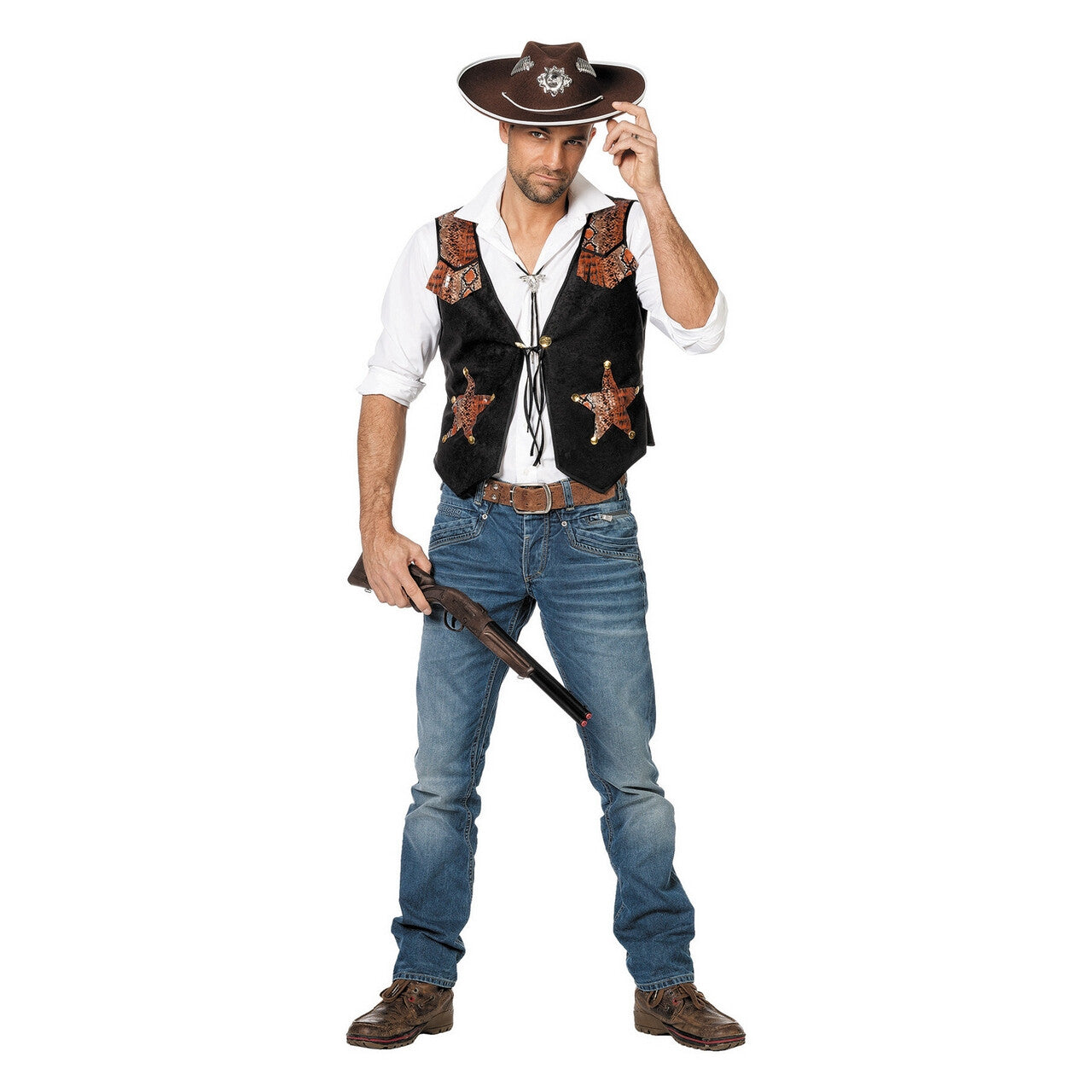Op deze afbeelding zie je een Kostuums, van het merk Wilbers. Lonely Star Cowboyvest Man