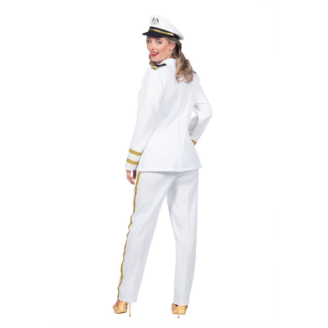 Op deze afbeelding zie je een Kostuums, van het merk Wilbers. Kapitein Daisy Van De Navy Vrouw Kostuum