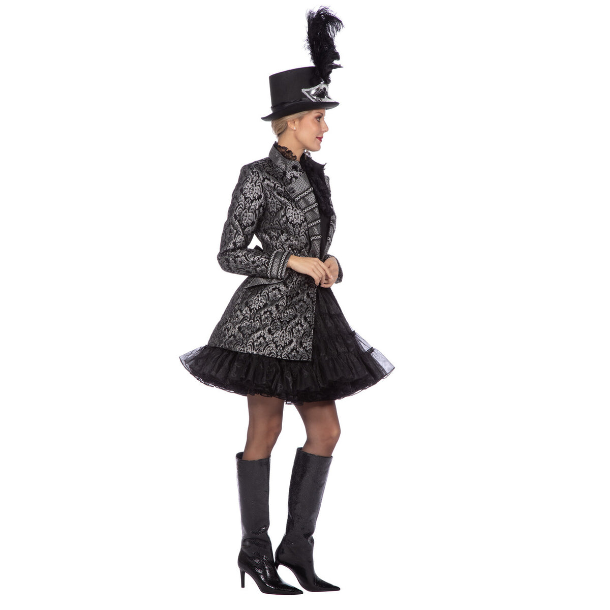 Op deze afbeelding zie je een Kostuums, van het merk Wilbers. Luxe Jas Baroness Silverbling Vrouw