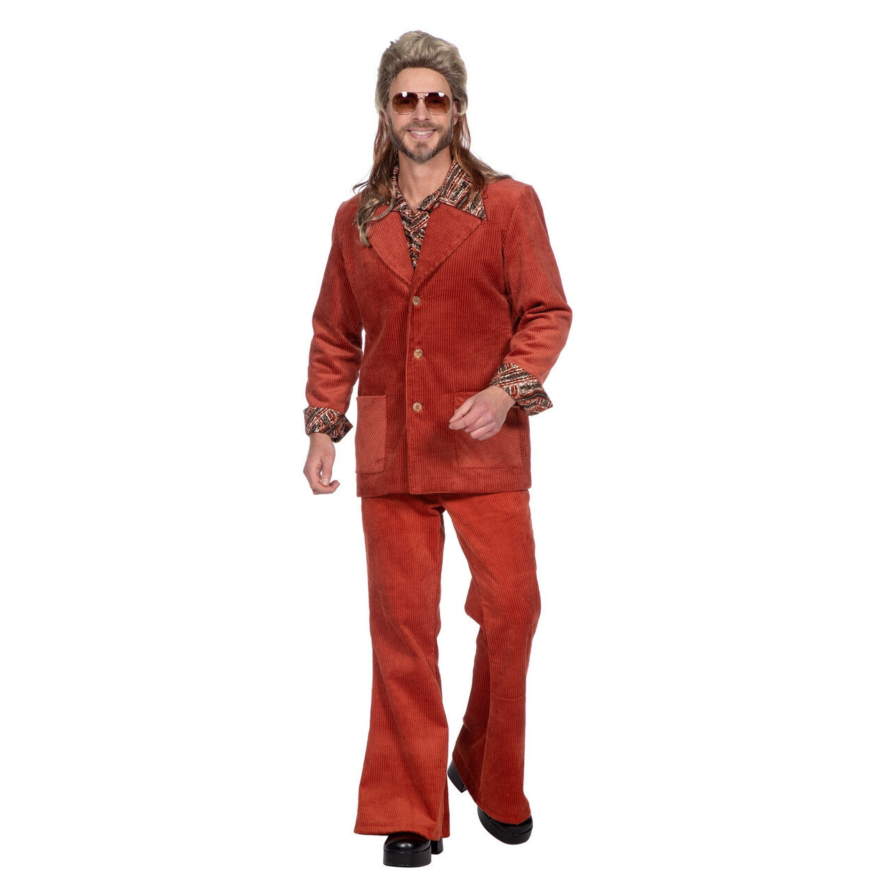 Op deze afbeelding zie je een Kostuums, van het merk Wilbers. That Is So 70s Corduroy George Man Kostuum
