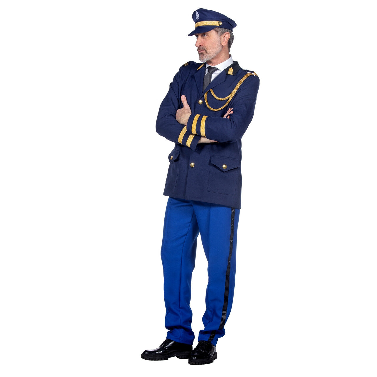 Op deze afbeelding zie je een Kostuums, van het merk Wilbers. Hoogste Politie Officier Ben Altijdgoed Man Kostuum