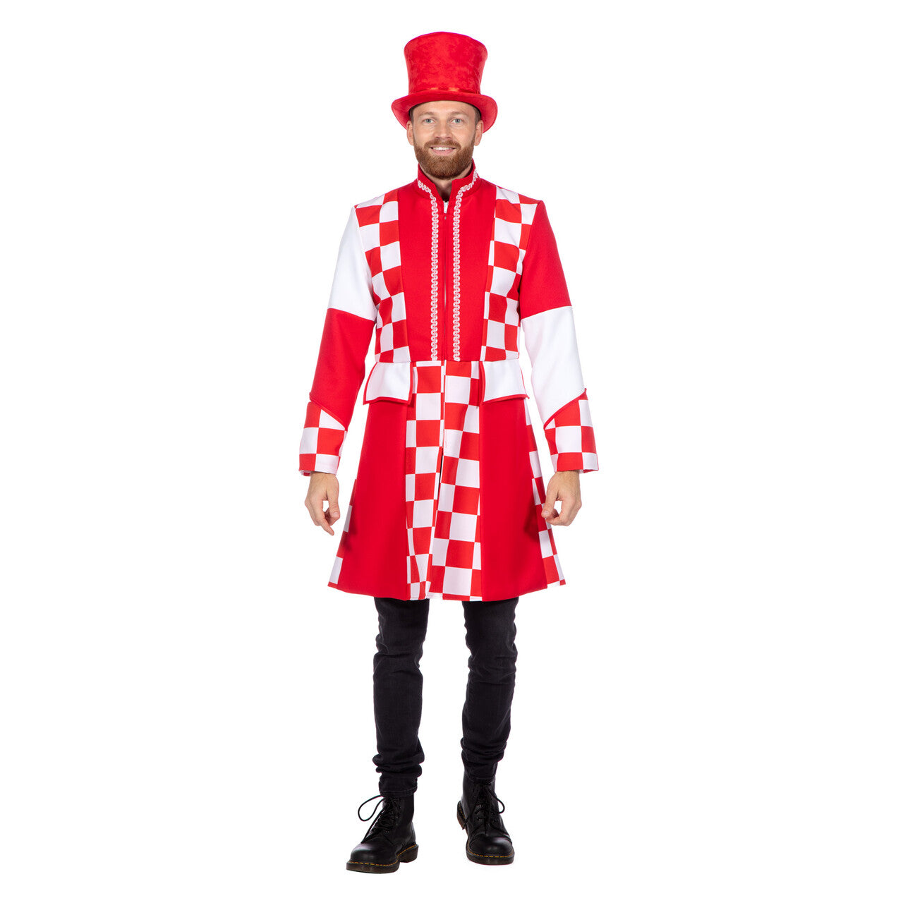 Op deze afbeelding zie je een Kostuums, van het merk Wilbers. Jas Billy Brabo Rood Wit Man