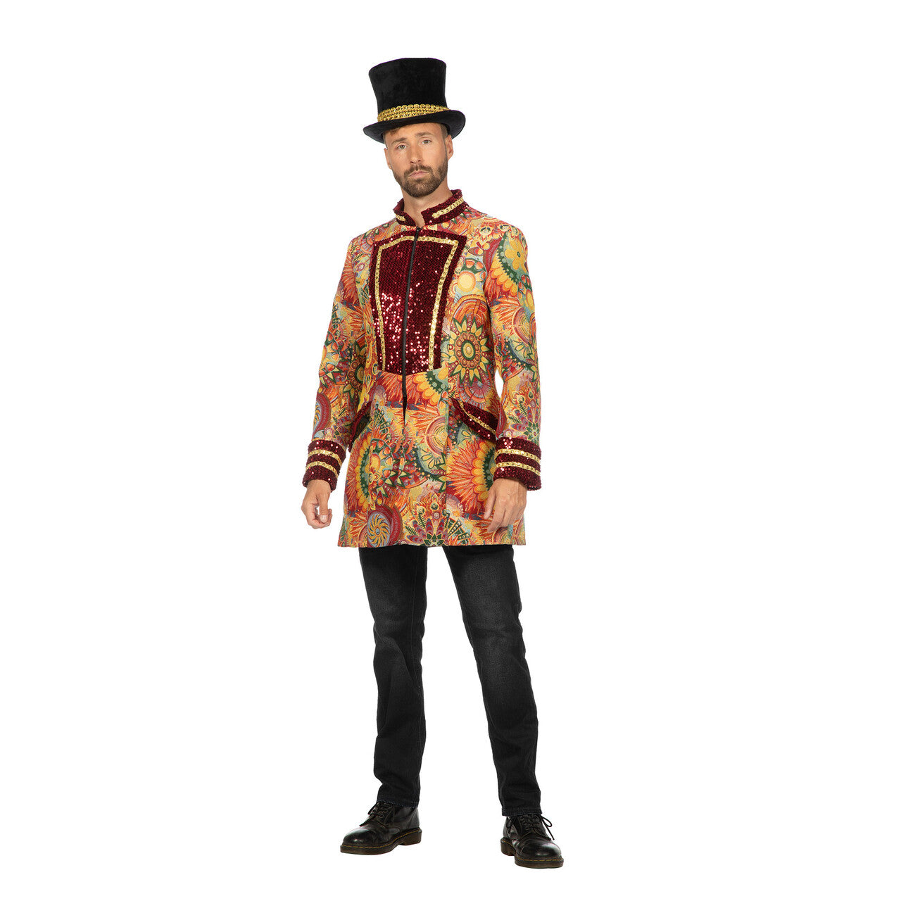 Op deze afbeelding zie je een Kostuums, van het merk Wilbers. Luxe Carnaval Mr Bright Paillettenjas Man