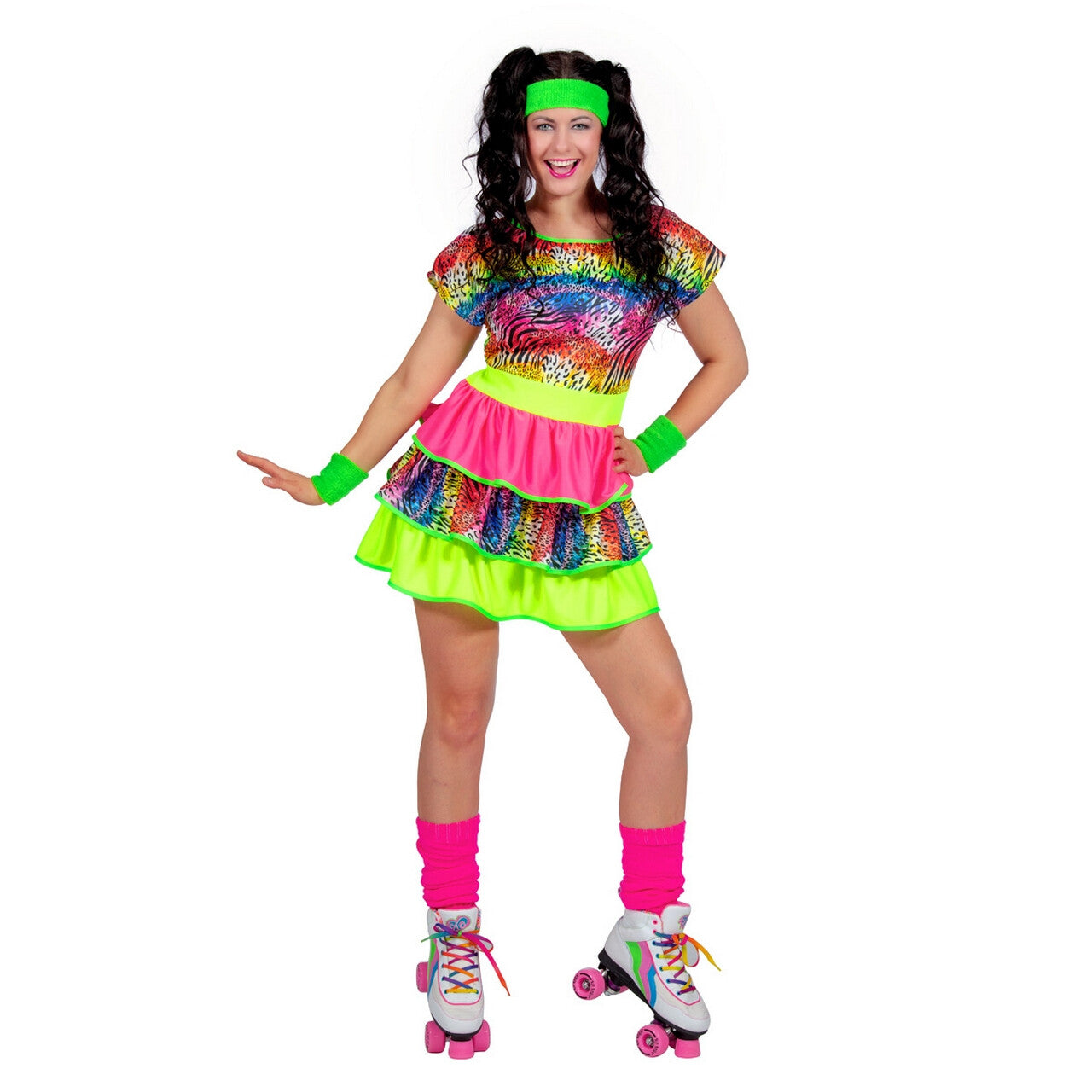 Op deze afbeelding zie je een Kostuums, van het merk Wilbers. Wilde Jaren 80 Tijger Disco Vrouw Kostuum
