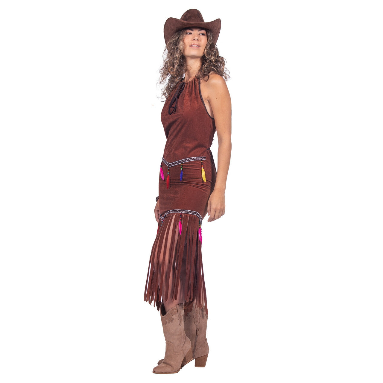 Op deze afbeelding zie je een Kostuums, van het merk Wilbers. Boho Festival Indiaan Vrouw Kostuum