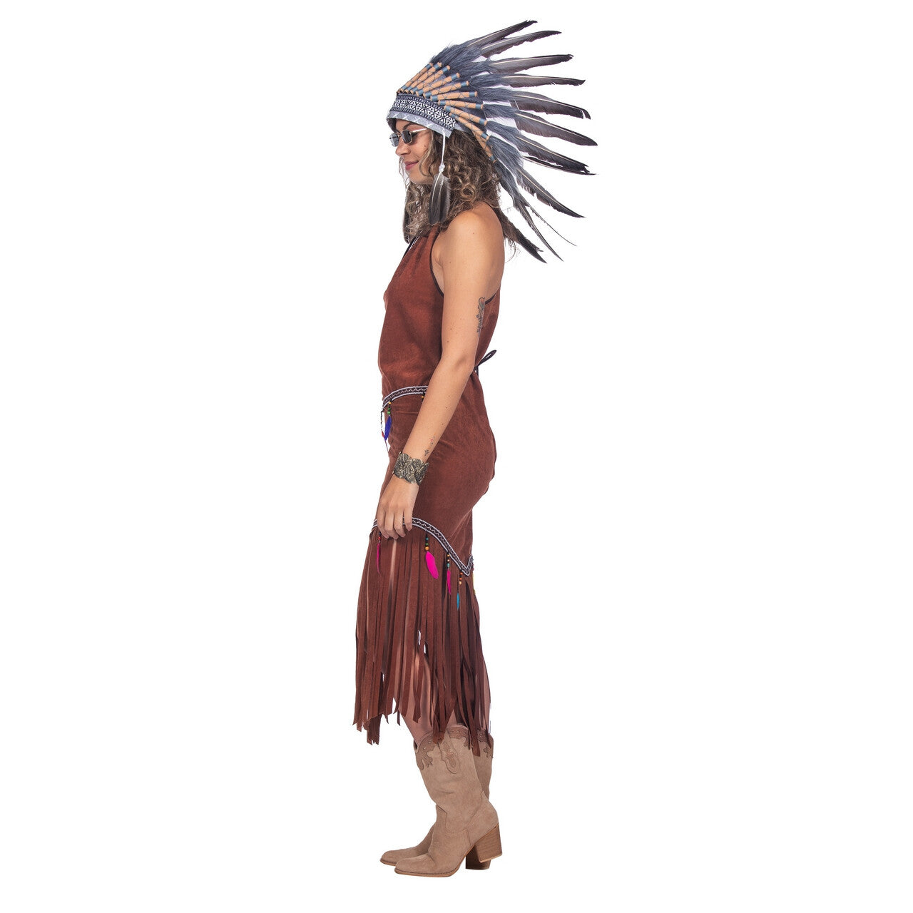 Op deze afbeelding zie je een Kostuums, van het merk Wilbers. Boho Festival Indiaan Vrouw Kostuum