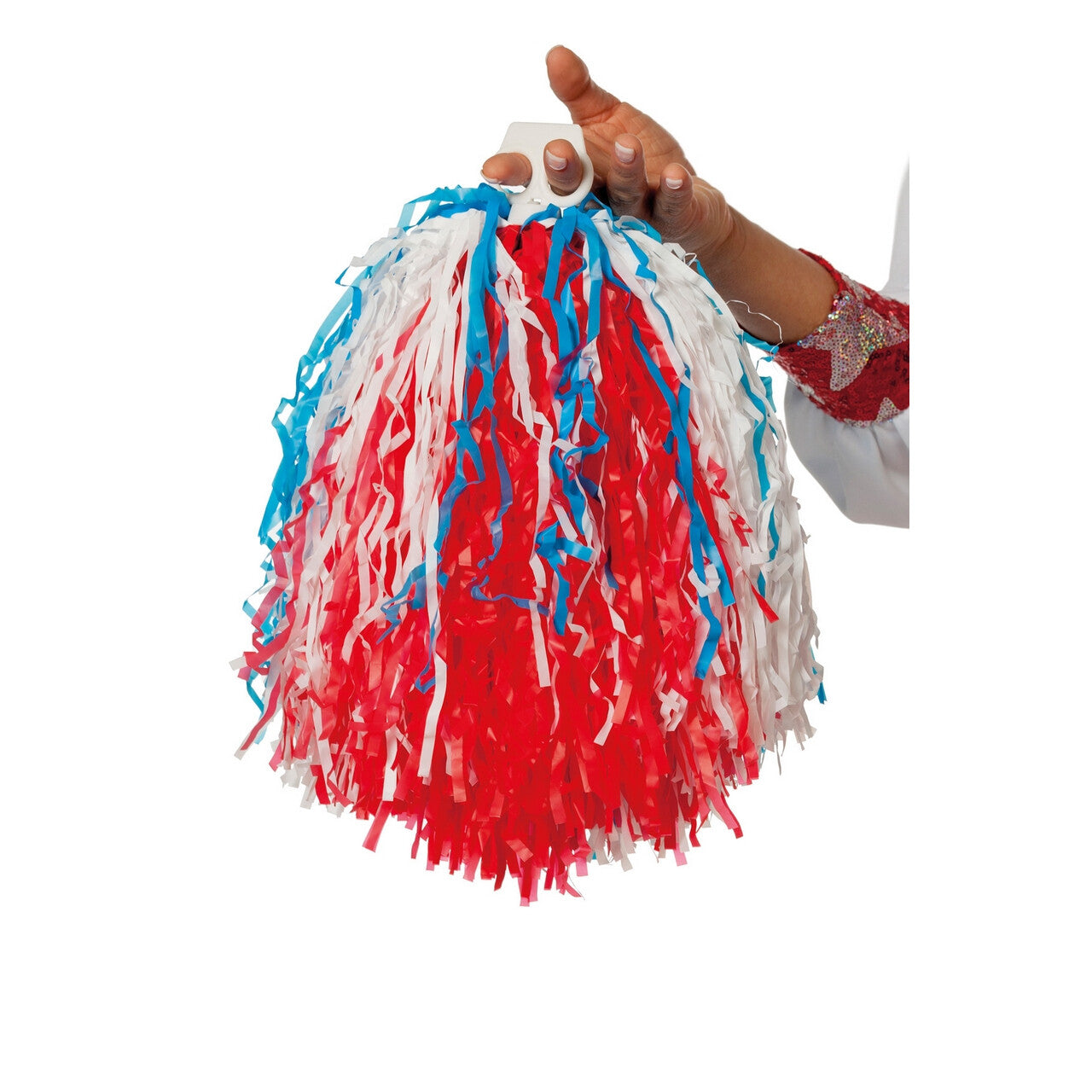 Op deze afbeelding zie je een Accessoires, van het merk Wilbers. Cheerleader Pret Pompom Rood Wit Blauw 1 Stuk