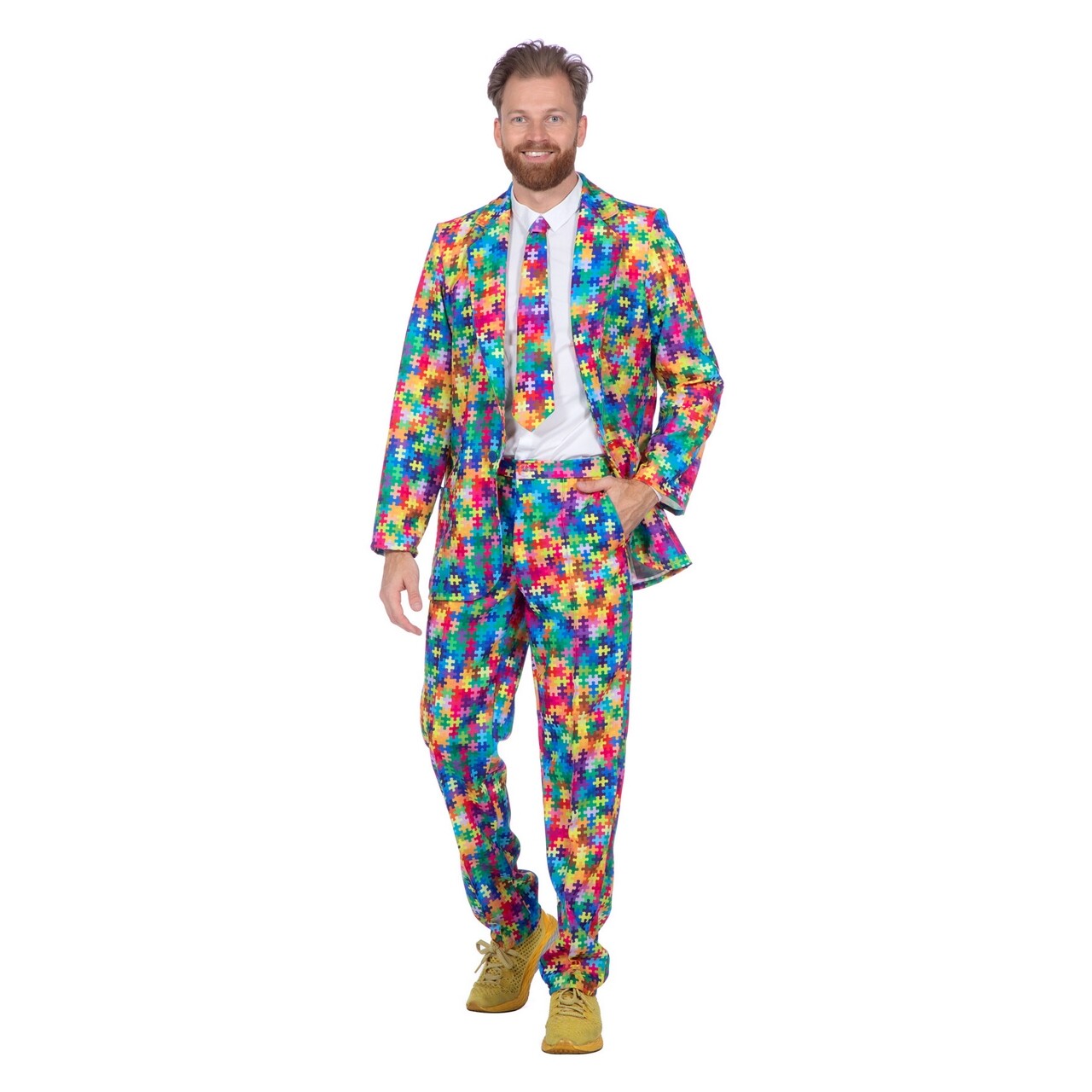 Op deze afbeelding zie je een Kostuums, van het merk Wilbers. Het Ontbrekende Puzzelstukje Man Kostuum
