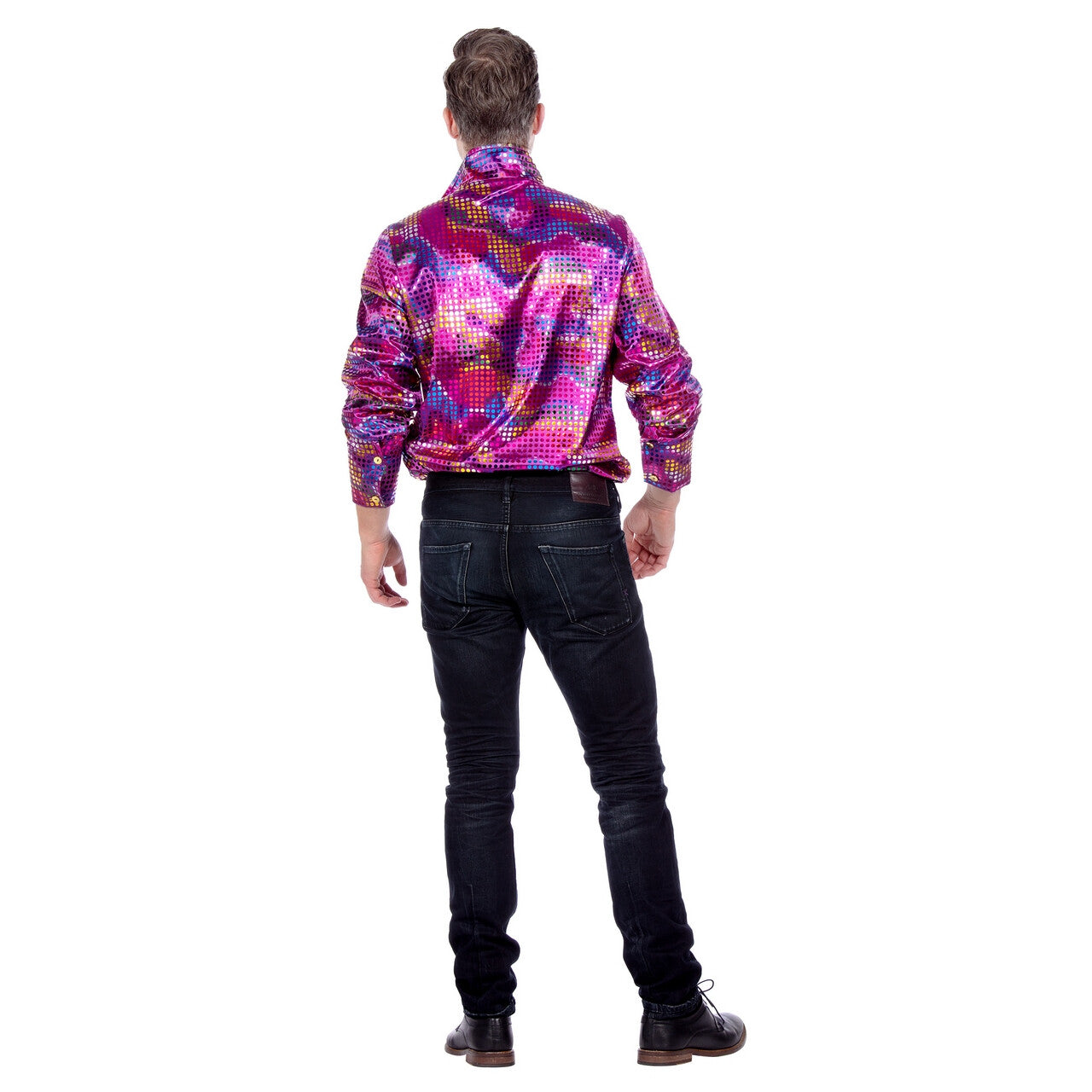 Op deze afbeelding zie je een Kostuums, van het merk Wilbers. Party Paarse Disco Overhemd Man