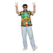 Op deze afbeelding zie je een Kostuums, van het merk Wilbers. Party Shirt Hippie Peace And Flowers Man