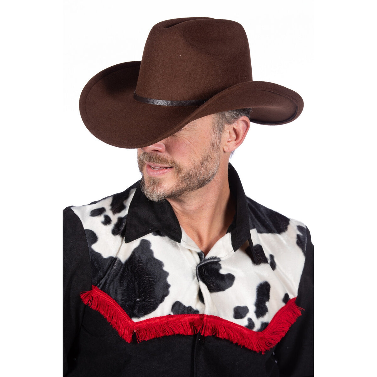 Op deze afbeelding zie je een Accessoires, van het merk Wilbers. Authentieke Bruine Western Cowboyhoed