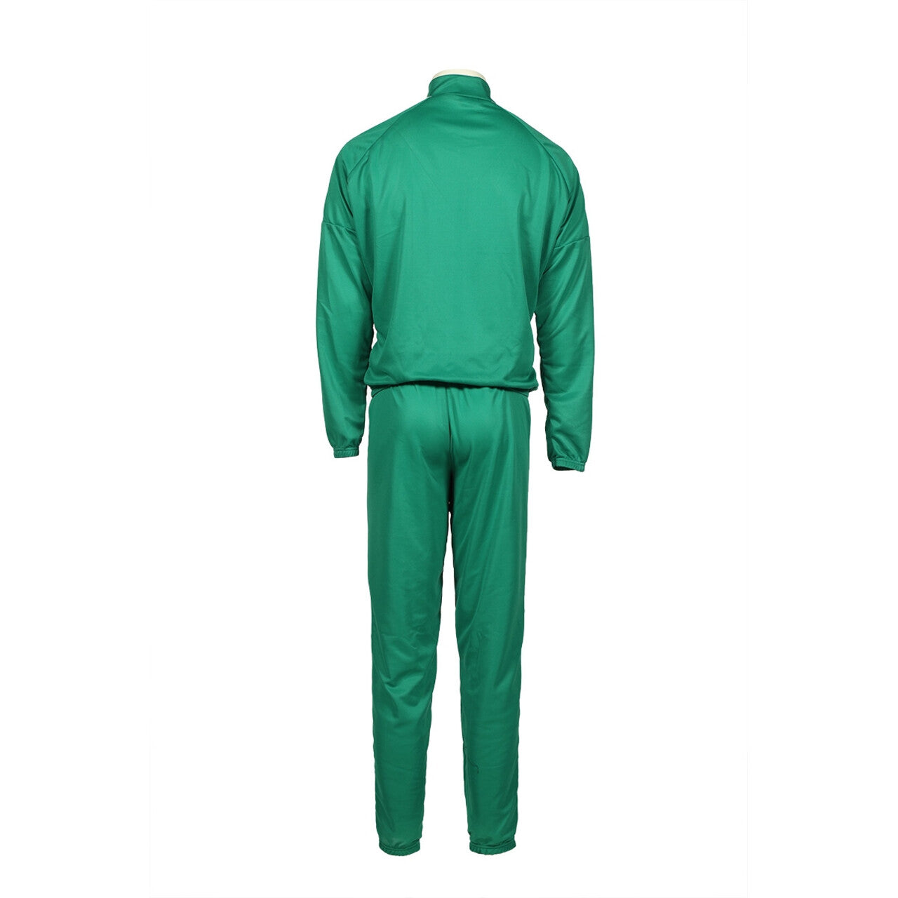 Op deze afbeelding zie je een Kostuums, van het merk Wilbers. Squid Game Deelnemer Trainingspak Groen Inclusief 5 Badges Kind Kostuum