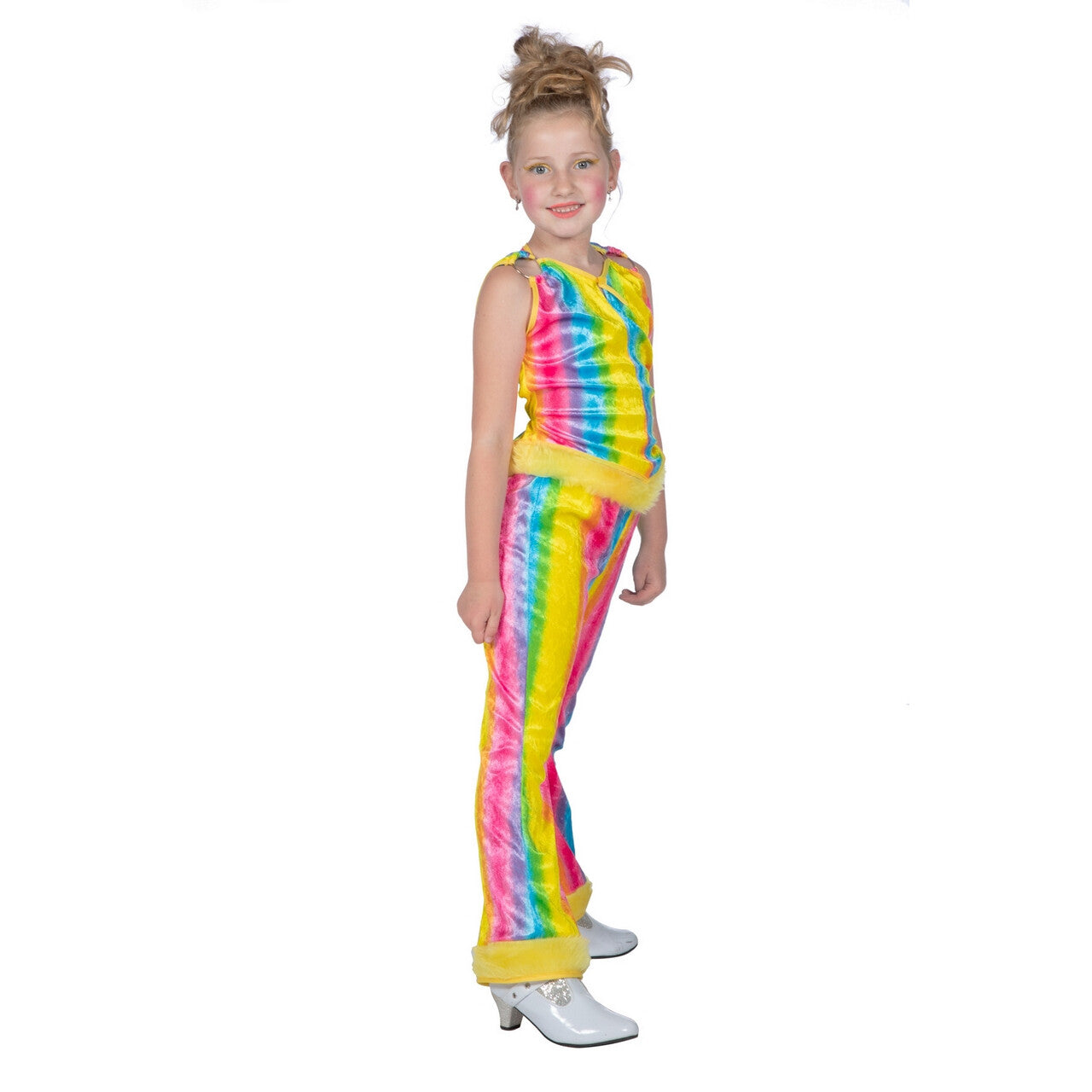 Op deze afbeelding zie je een Kostuums, van het merk Wilbers. Stralen Als Een Regenboog Hippie Meisje Kostuum