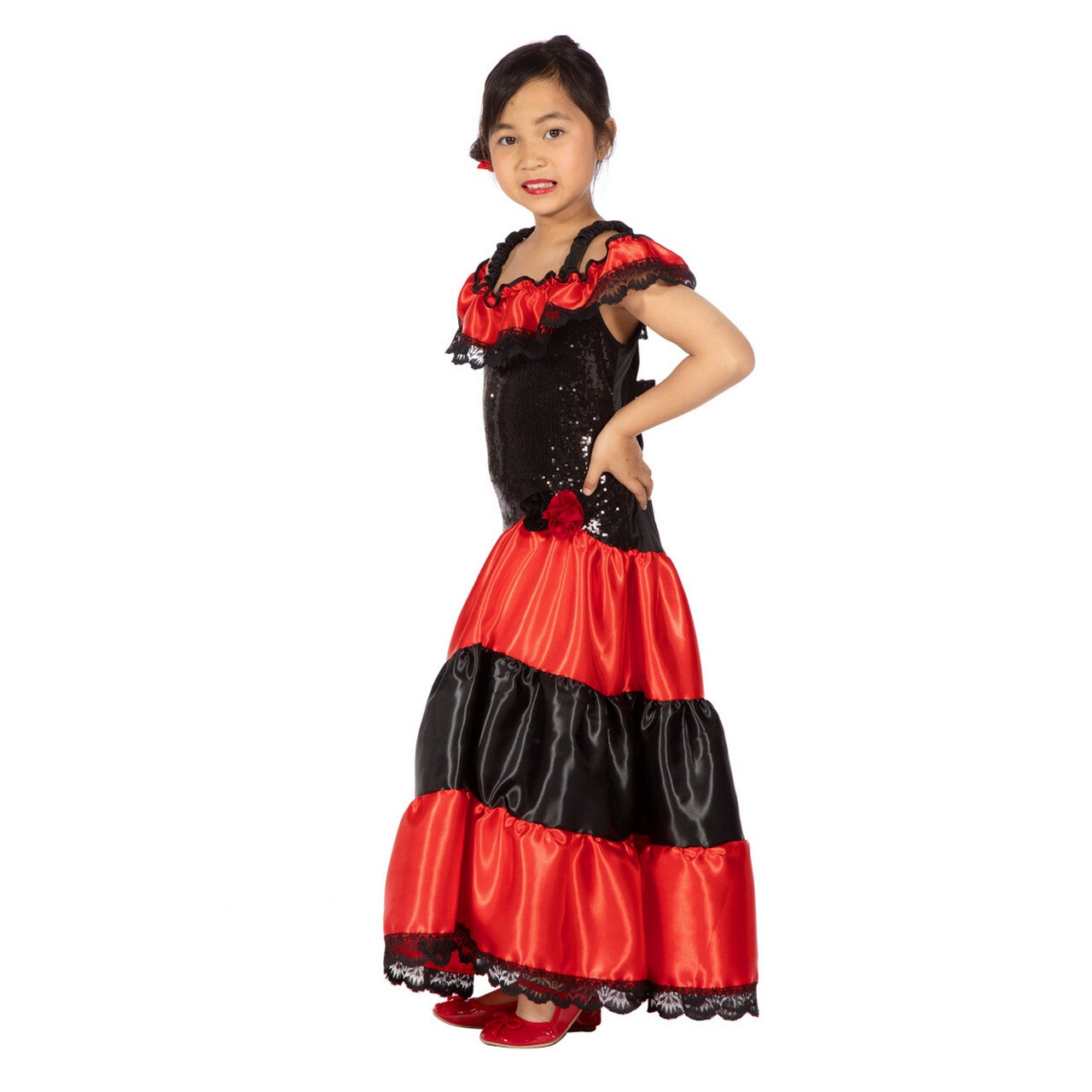 Op deze afbeelding zie je een Kostuums, van het merk Wilbers. Bonita Danseres Ole Meisje Kostuum