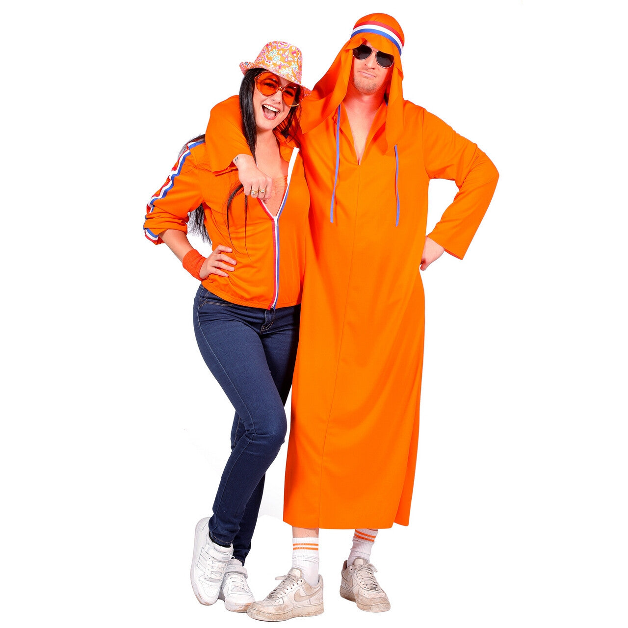 Op deze afbeelding zie je een Kostuums, van het merk Wilbers. Enorm Rijke Chique Sheik Oranje Holland Man Kostuum